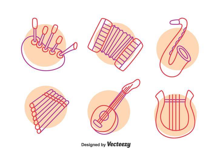 Mano dibujado vector de instrumentos de música