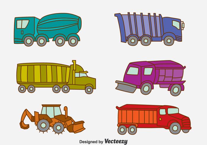 Hand Drawn Truck Collection Vector Hand Drawn Truck Collection Vector
