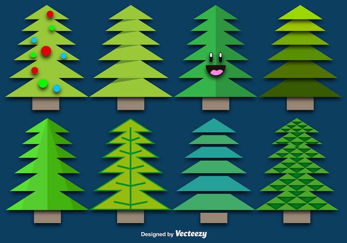 Paper Christmas Trees Set vector