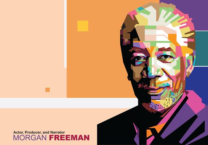 Morgan Freeman en el retrato de Popart vector