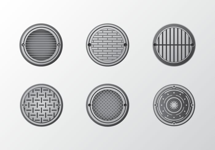 Metal manhole pattern vector pack Metal manhole pattern vector pack