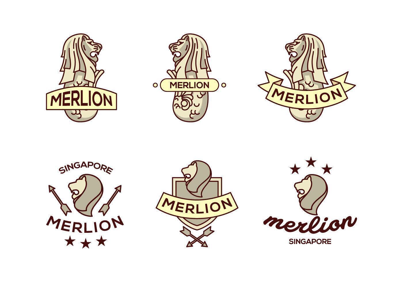 Merlion lion logo vector pack