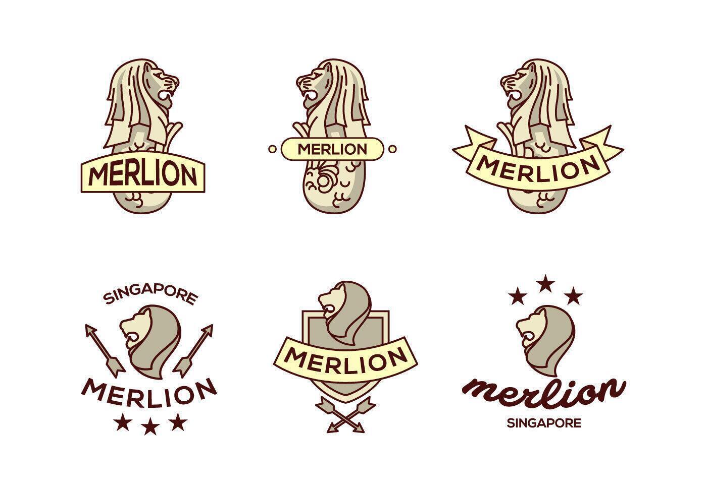 Merlion león logotipo paquete de vectores