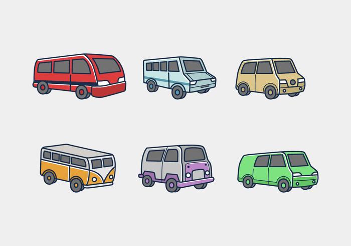 Minibus colored icon vector pack Minibus colored icon vector pack