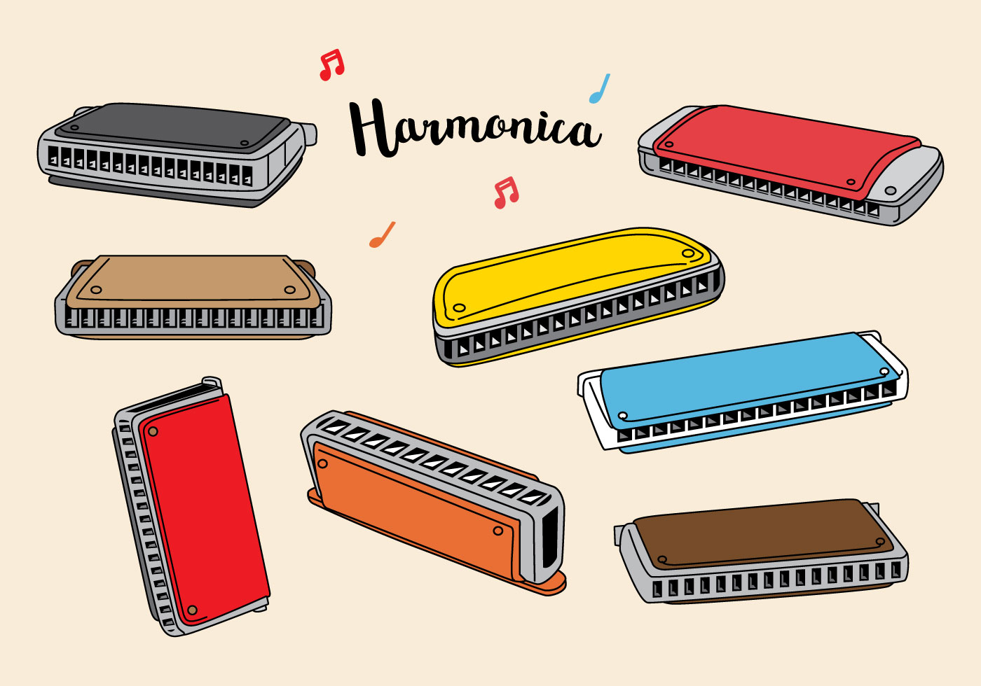 Free Harmonica Vector 125943 Vector Art at Vecteezy