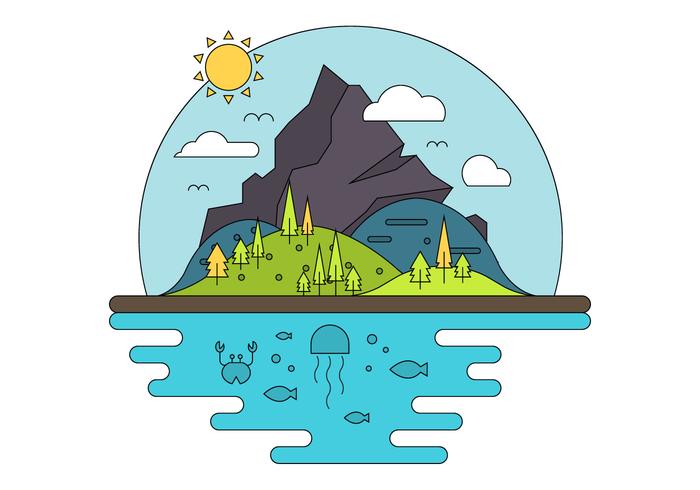 Ilustración de la isla plana vector