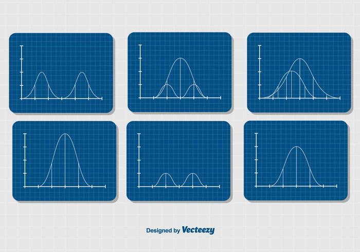 Gaussian Bell Curve Diagrams Set vector