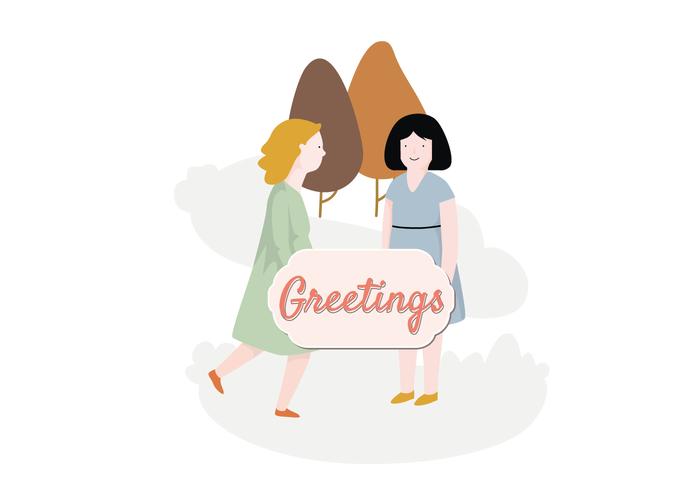 Girls Illustration Greeting Girls Illustration Greeting
