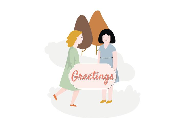 Girls Illustration Greeting vector