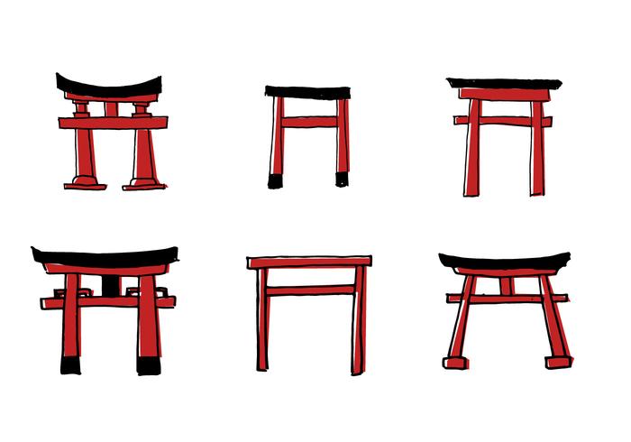 Scribble Torii Vector Set