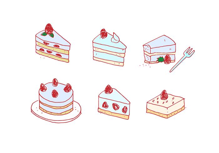 Handdrawn Strawberry Shortcake Vector Set