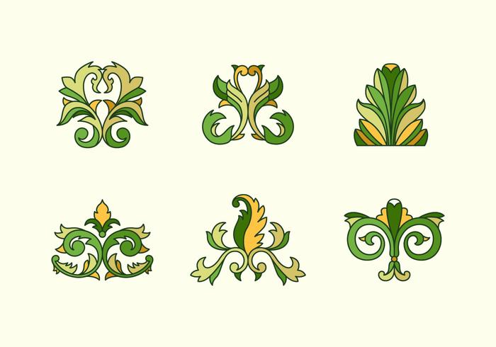 Acanthus outlined color floral vectors