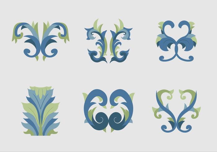 Acanthus flat design blue floral vectors