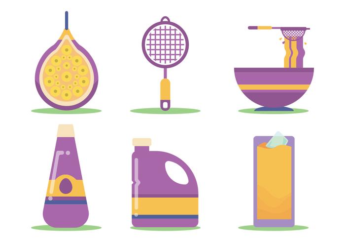 Passion Fruit Juice Making Vector Set