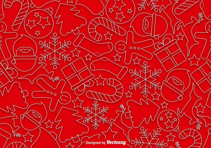 Christmas Line Style Icons Seamless Pattern vector