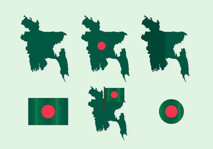 Bangladesh mapa con el vector de la bandera conjunto