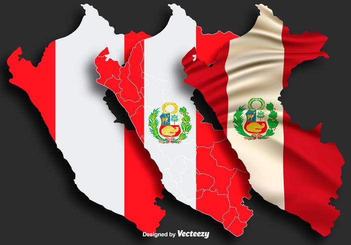 Ilustración Vectorial Del Mapa De Perú Con Bandera vector