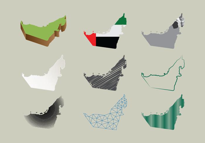 Free UAE Map In Many Styles vector