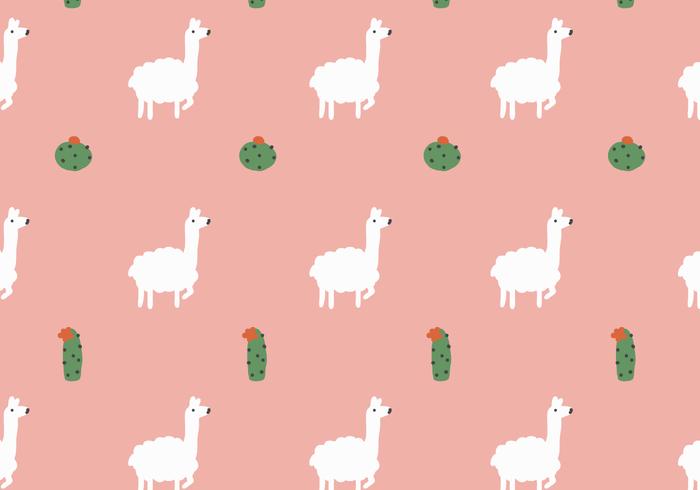 Llama y patrón de cactus vector