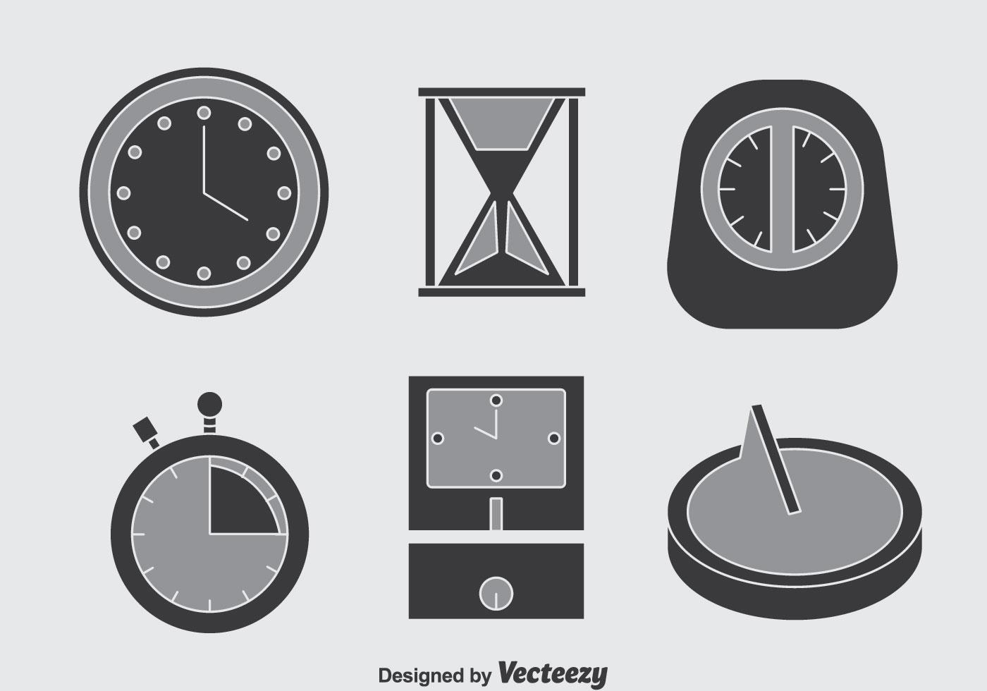 Clock Grey Icons Vector 126355 Vector Art at Vecteezy