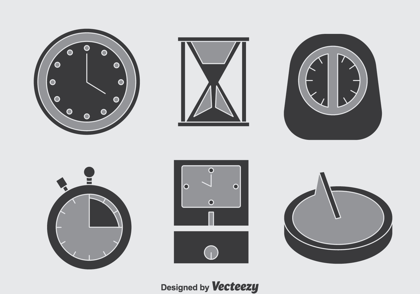 Clock Grey Icons Vector 126355 Vector Art at Vecteezy