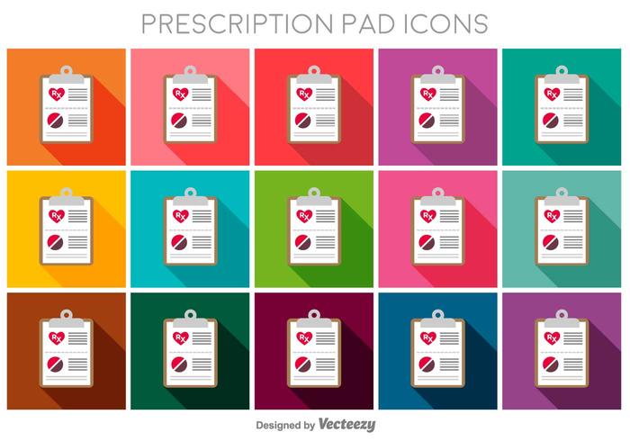 Prescription Pad Flat Color Vector Icons