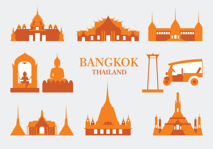 Iconos De Vector De Bangkok