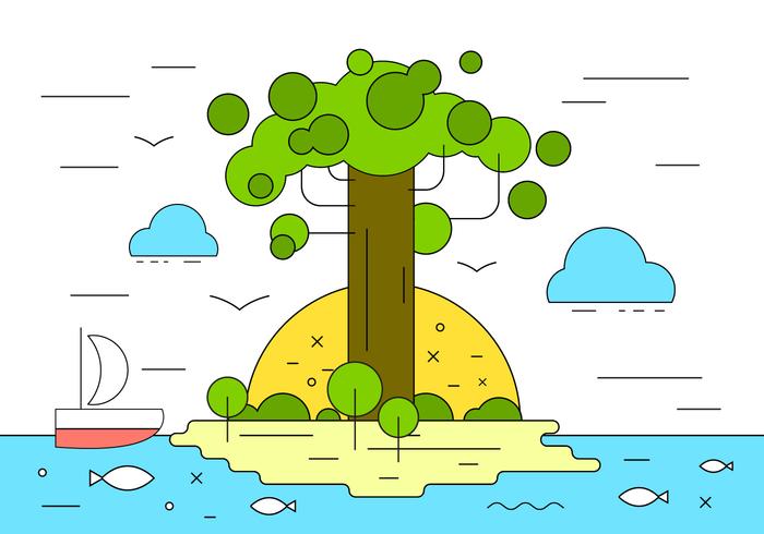Baobob Island Vector Illustration