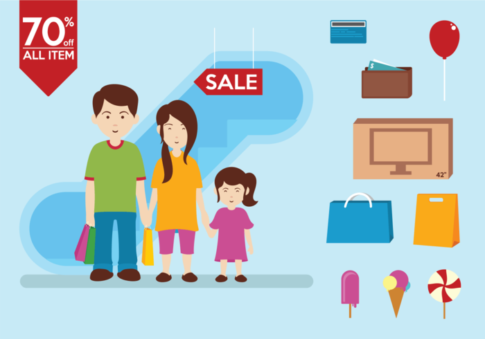 Family Shopping Infography Vectors