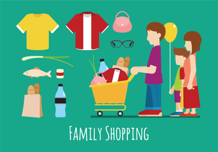 Illustration of Family Shopping Vectors