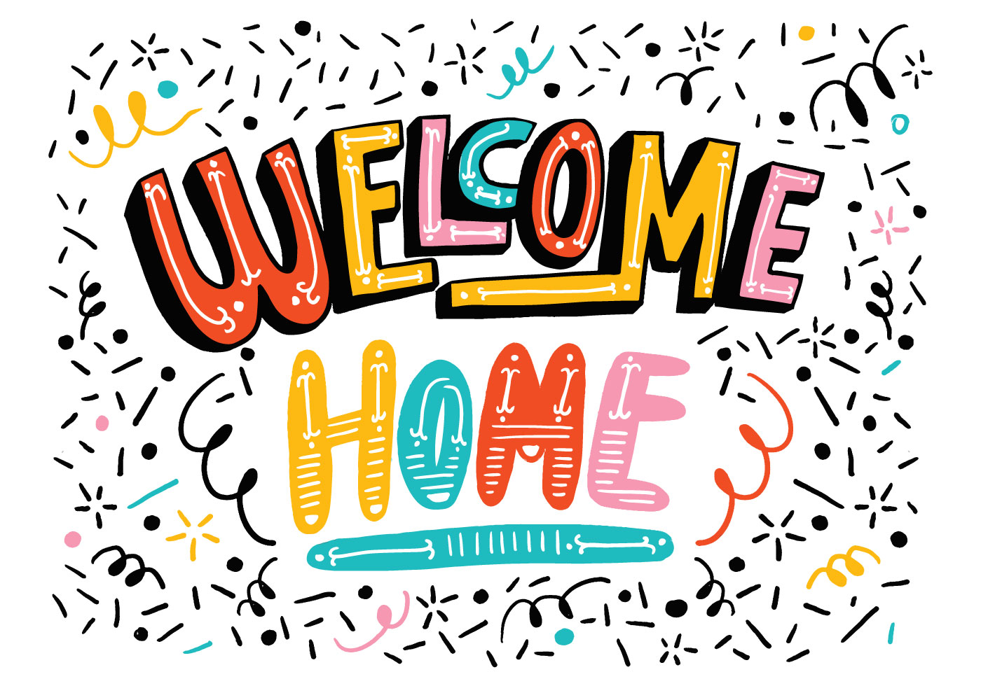 Bright Welcome Home Lettering 126472 Vector Art at Vecteezy