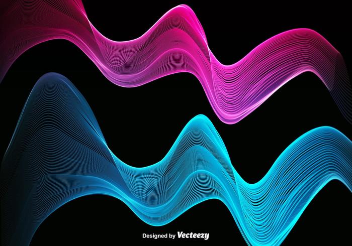 Abstract Colorful Pink And Blue Wave - Vector