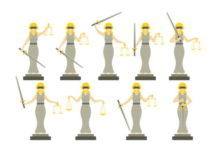 Ilustración de justicia de señora en el estilo de diseño plano vector