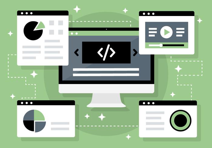 Developer Workplace Vector Illustration