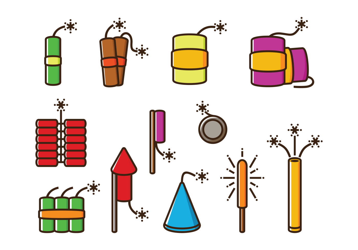 Fire Crackers Vector Icons 126542 Vector Art at Vecteezy