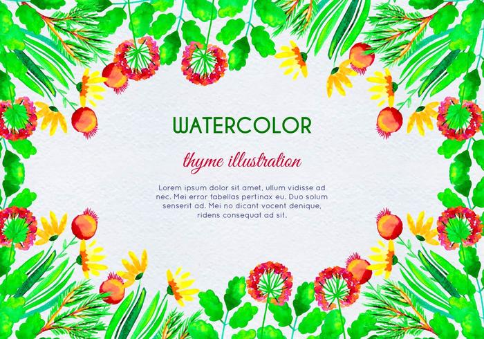 Watercolor Herb and Flower Framed Background vector