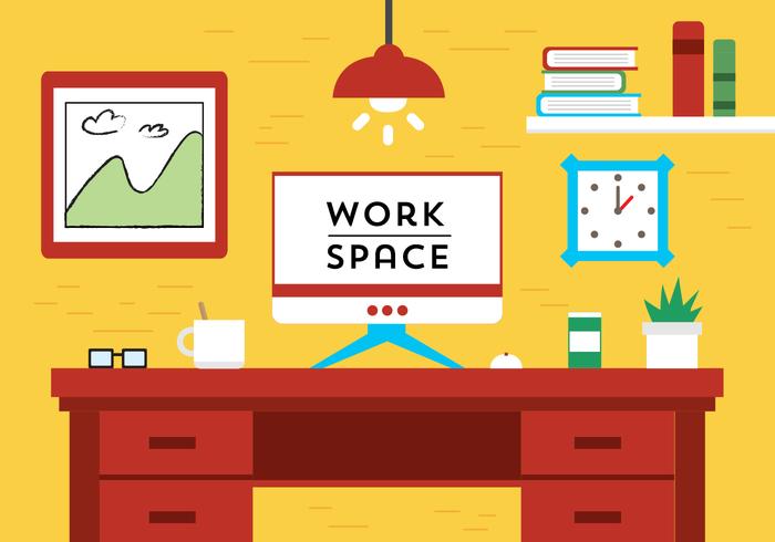 Espacio libre de trabajo de diseño plano Vector