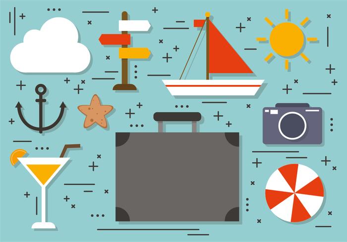 Free Flat Summer Elements Vector Free Flat Summer Elements Vector