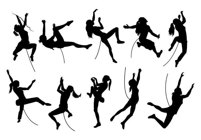 Silhouette Image Of Wall Climbing vector