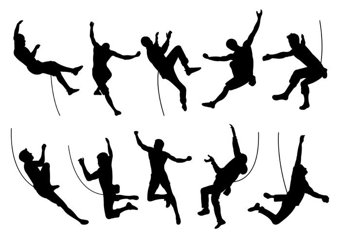Silhouette Of Wall Climbers Silhouette Of Wall Climbers