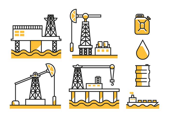 Iconos del vector del campo petrolífero