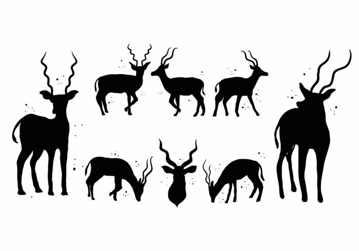 Free Kudu Silhouette Icon Set  vector