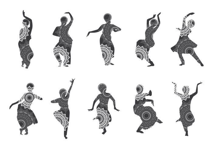 Silhouettes of Bollywood Dancers vector