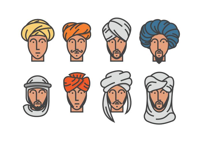 Los hombres en los vectores Turban