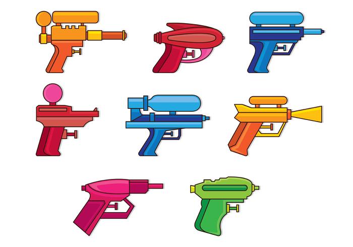 Set Of Water Gun Icons vector