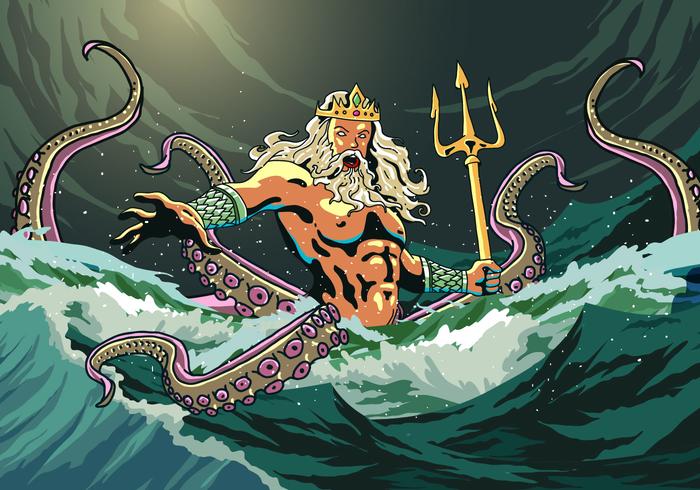 Poseidon Comes Out From The Sea vector