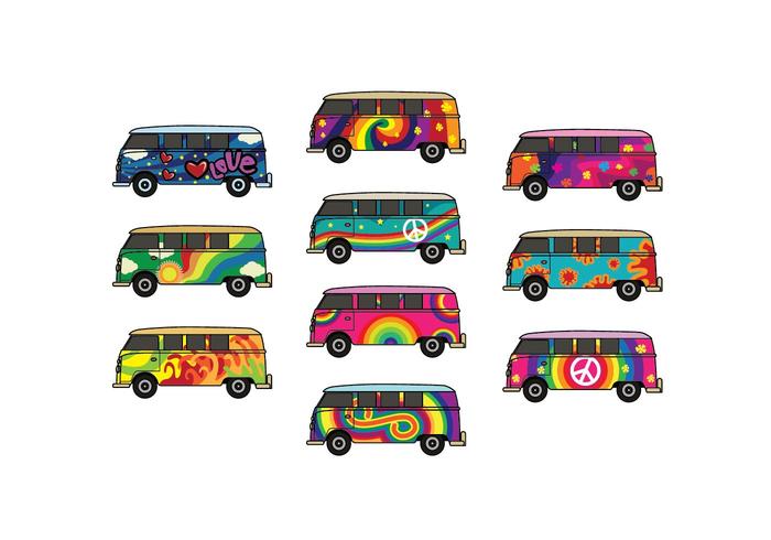 Free Hippie Bus Vector Pack Free Hippie Bus Vector Pack