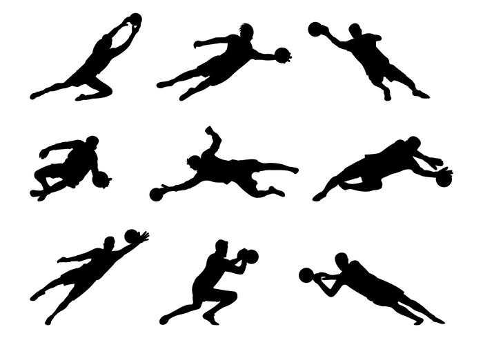 Set Of Goal Keeper Silhouettes vector