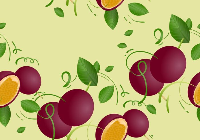 Free Passion Fruit Seamless Pattern Vector Illustration