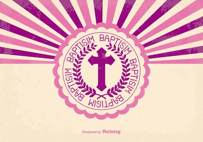 Pink Retro Baptisim Card vector